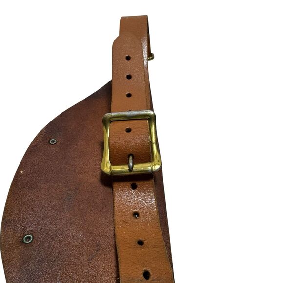 Women’s Brown Leather Apron Corset Belt Medallion HH Monogram - Picture 8 of 9